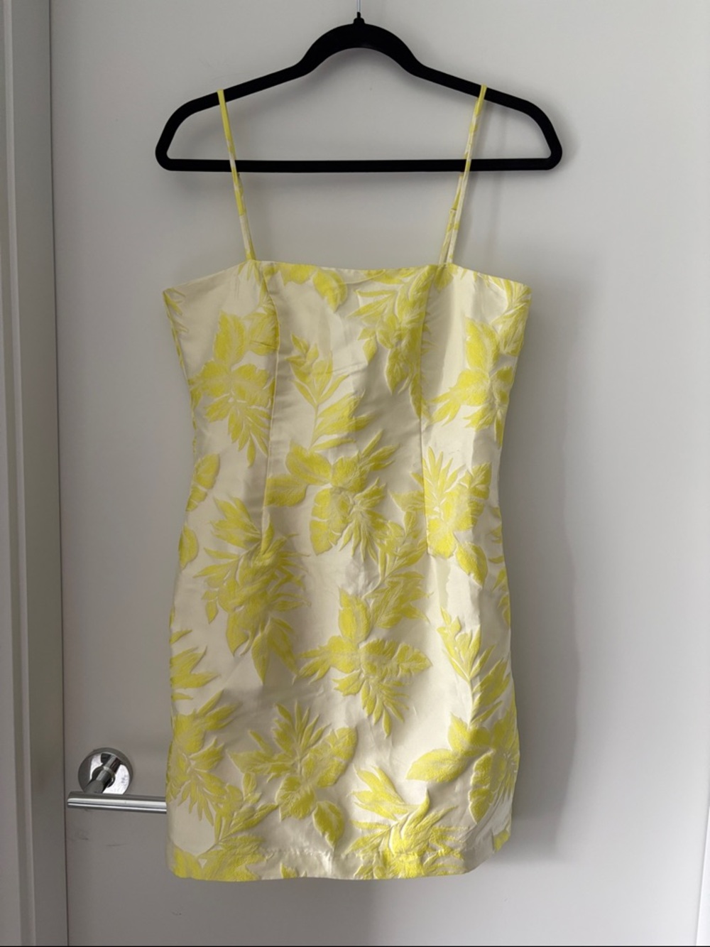 Bardot Yellow embossed floral mini dress